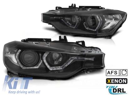 Kit de faruri xenon de tuning potrivit pentru BMW Seria 3 F30, F31 2011-2015 cu bază neagră, stânga și dreapta pentru modele cu funcția AFS Performance AutoTuning