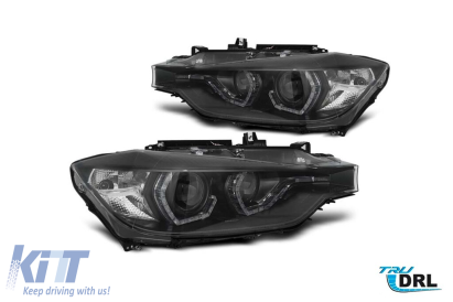 Kit de faruri DRL de tuning potrivit pentru BMW Seria 3 F30 sedan, F31 touring 2015-2018 cu bază neagră, stânga și dreapta Performance AutoTuning