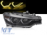 Set de faruri tuning cu lumini DRL galbene, potrivit pentru BMW Seria 3 F30 sedan, F31 break 2011-2015 cu bază neagră, stânga și dreapta Performance AutoTuning