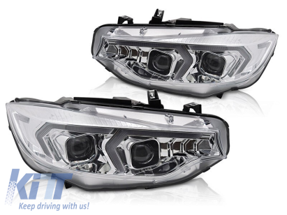 Set de faruri xenon potrivit pentru BMW Seria 4 F32 coupe, F33 cabrio 2013-2017 cu bază cromată, pentru modelul cu lumini DRL de fabrică, fără AFS, stânga și dreapta Performance AutoTuning