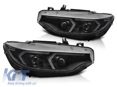 Set de faruri xenon potrivit pentru BMW Seria 4 F32 coupe, F33 cabrio 2013-2017 cu bază neagră, pentru modelul cu lumini DRL din fabrică, fără AFS, stânga și dreapta Performance AutoTuning