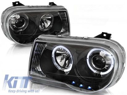 Kit de faruri tuning cu ochi de înger halogen, potrivit pentru Chrysler 300C 2005-2010 sedan/combinate, stânga și dreapta Performance AutoTuning