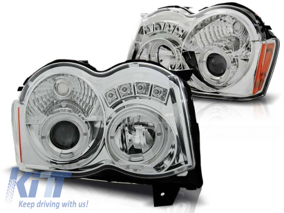 Set de faruri de tuning cu ochi de înger halogeni, potrivit pentru Chrysler JEEP GRAND CHEROKEE 2008-2010, stânga și dreapta Performance AutoTuning