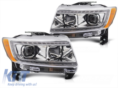 Set de faruri tuning cu lumini LED potrivit pentru Jeep Grand Cherokee 2011-2013, stânga și dreapta Performance AutoTuning