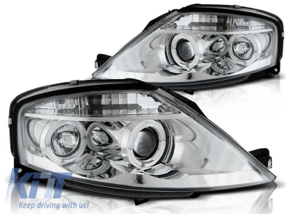 Set de faruri tuning cu ochi de înger halogen potrivit pentru Citroen C3 03.2002-2009, stânga și dreapta Performance AutoTuning
