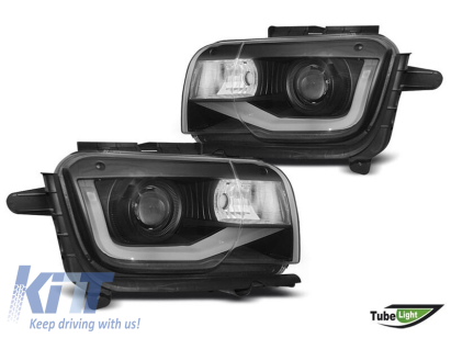 Set de faruri de tuning potrivit pentru Chevrolet Camaro 2009-2013 cu bază neagră, stânga și dreapta Performance AutoTuning