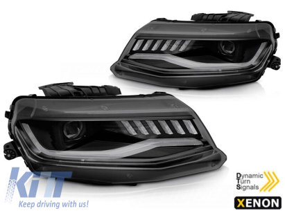Kit de faruri xenon de tuning potrivit pentru Chevrolet Camaro 2016-2018 cu bază neagră, stânga și dreapta Performance AutoTuning
