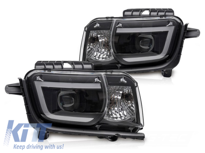 Set de faruri tuning potrivit pentru Chevrolet Camaro 2009-2013 cu bază neagră, stânga și dreapta Performance AutoTuning