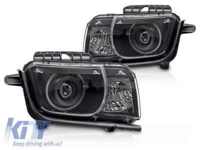 Set de faruri de tuning potrivit pentru Chevrolet Camaro 2009-2013 cu bază neagră, stânga și dreapta Performance AutoTuning