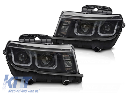 Set de faruri LED de tuning potrivit pentru Chevrolet Camaro 2013-2015 cu bază neagră, stânga și dreapta Performance AutoTuning