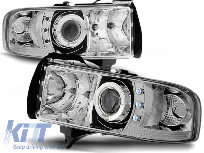 Set de faruri tuning cu ochi de înger halogen, potrivit pentru Dodge RAM 1994-2001, stânga și dreapta Performance AutoTuning