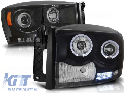 Set de faruri de tuning cu ochi de înger halogen potrivit pentru Dodge RAM 2006-2008, stânga și dreapta Performance AutoTuning