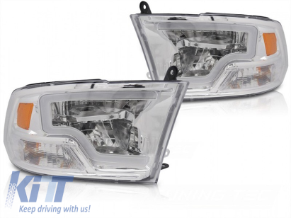 Set de faruri LED de tuning potrivit pentru Dodge Ram 2009-2018 cu bază cromată, stânga și dreapta Performance AutoTuning
