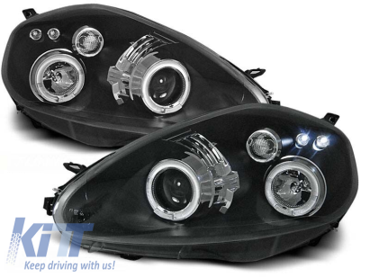 Set de faruri tuning cu ochi de înger halogen potrivit pentru Fiat GRANDE PUNTO 09.2005-2008, stânga și dreapta Performance AutoTuning