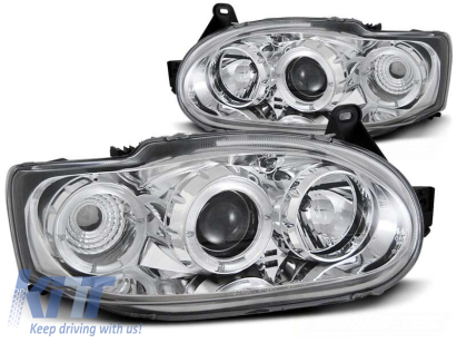 Set de faruri de tuning cu ochi de înger halogen potrivit pentru Ford ESCORT MK7 02.1995-2000, stânga și dreapta Performance AutoTuning