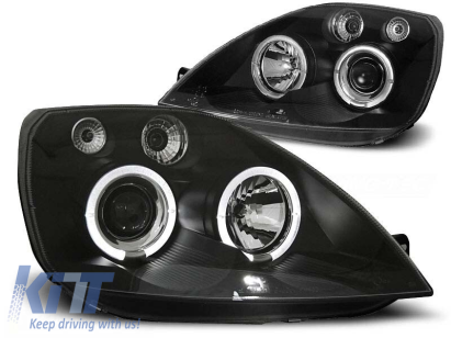 Kit de faruri tuning cu ochi de înger halogen potrivit pentru Ford FIESTA MK6 05.2002-08.2005, stânga și dreapta Performance AutoTuning