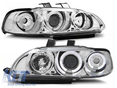 Set de faruri tuning potrivit pentru Honda Civic 2/3 uși 09.1991-08.1995 cu bază cromată, stânga și dreapta Performance AutoTuning