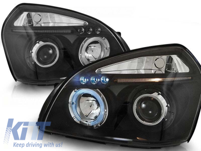 Set de faruri de tuning potrivit pentru Hyundai Tucson 07.2004-2010 cu bază neagră, stânga și dreapta Performance AutoTuning