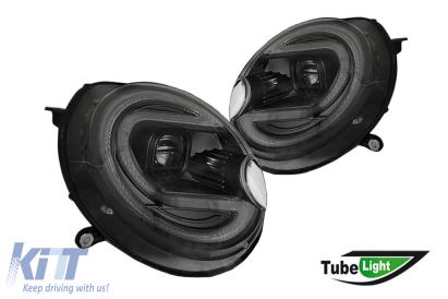 Set de faruri de tuning potrivit pentru Mini Cooper R56 2009-2013 cu bază neagră, stânga și dreapta Performance AutoTuning