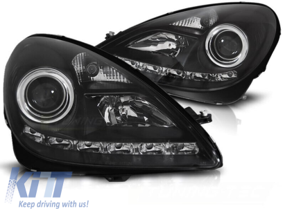 Kit de faruri xenon de tuning potrivit pentru Mercedes SLK R171 2004-2011 cu bază neagră, stânga și dreapta Performance AutoTuning
