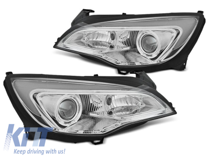 Set de faruri de tuning cromat cu lumini DRL potrivit pentru OPEL ASTRA J 2010-2015, stânga și dreapta Performance AutoTuning