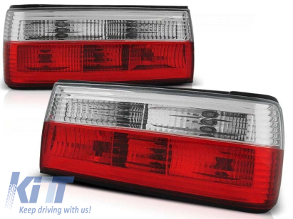 Set de stopuri tuning potrivit pentru BMW Seria 3 E30 sedan 1987-1990, E30 cabrio 1990-1994, E30 touring 1992-1994, cu bază roșie și albă, stânga și dreapta Performance AutoTuning