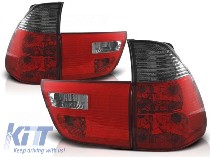 Set de stopuri tuning potrivit pentru BMW X5 E53 09.1999-10.2003 cu bază roșie și fumurie, stânga și dreapta Performance AutoTuning