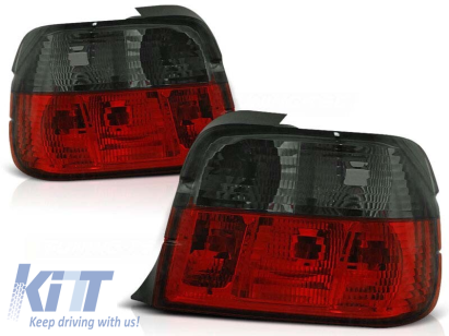 Set de stopuri tuning potrivit pentru BMW E36 12.1990-08.1999 compact cu bază roșie și fumurie, stânga și dreapta Performance AutoTuning