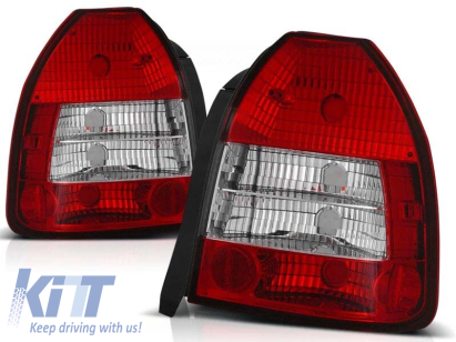 Set de stopuri tuning potrivit pentru Honda CIVIC 09.1995-02.2001 3 uși cu bază roșie și albă, stânga și dreapta Performance AutoTuning