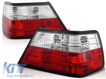 Set de stopuri tuning potrivit pentru Mercedes W124 E-Class 01.1985-06.1995 sedan, cabrio cu bază roșie și albă, stânga și dreapta Performance AutoTuning