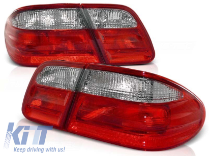 Set de stopuri tuning potrivit pentru Mercedes W210 E-Class 1995-03.2002 sedan cu bază roșie și albă, stânga și dreapta Performance AutoTuning