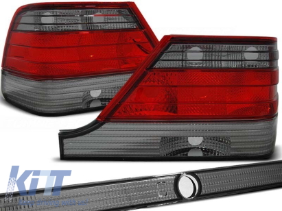 Set de stopuri tuning potrivit pentru Mercedes W140 1995-10.1998 cu bază roșie și fumurie, stânga și dreapta Performance AutoTuning
