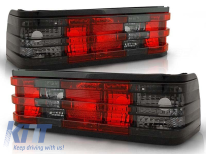 Set de stopuri de tuning potrivit pentru Mercedes W201/190 12.1982-05.1993 cu bază roșie și fumurie, stânga și dreapta Performance AutoTuning