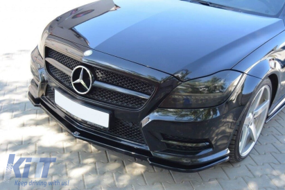 Spoiler Maxton Design potrivit pentru bara de protecție frontală A Design pe Mercedes CLS C218 2011-2014, lac negru Performance AutoTuning