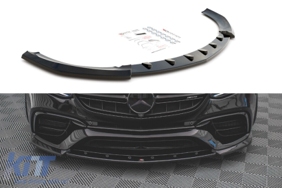 Spoiler Maxton Design versiunea 3 potrivit pentru bara de protecție frontală A Design pe Mercedes E-Class W213, S213 2017-2021, lac negru Performance AutoTuning