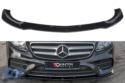 Spoiler Maxton Design potrivit pentru bara de protecție frontală A Design pe Mercedes E-Class, E43 W213 2016-2018, lac negru Performance AutoTuning