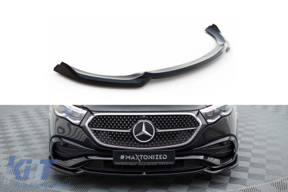 Spoiler Maxton Design versiunea 1 potrivit pentru bara de protecție frontală a Mercedes E-Class W214 A Design-Line sedan după 2023, lac negru Performance AutoTuning
