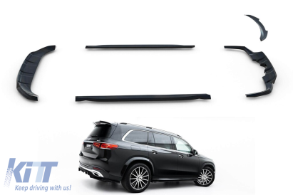 Kit de spoilere Maxton Design versiunea 2 tip A Design-Line potrivit pentru praguri laterale, bara de protecție față și spate, și parasolar pentru Mercedes-Benz GLS X167 2019-2023, lac negru Performance AutoTuning