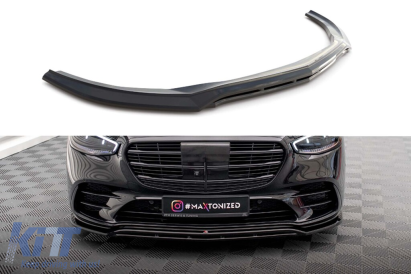 Spoiler Maxton Design potrivit pentru bara de protecție frontală A Design-Line pe Mercedes S-Class W223 după 2020, lac negru Performance AutoTuning