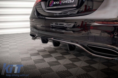Spoiler Maxton Design potrivit pentru bara de protecție din spate A Design-Line pe Mercedes S-Class W223 după 2020, lac negru Performance AutoTuning