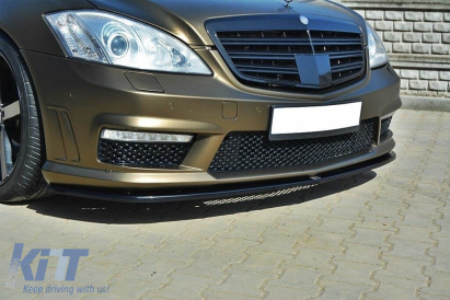 Spoiler Maxton Design potrivit pentru bara de protecție frontală A Design pe Mercedes S-Class W221 2009-2013, lac negru Performance AutoTuning