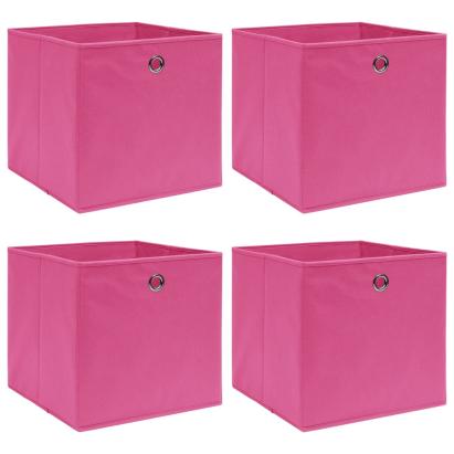 Cutii de depozitare, 4 buc., roz, 32x32x32 cm, textil GartenMobel Dekor