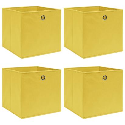 Cutii de depozitare, 4 buc., galben, 32x32x32 cm, textil GartenMobel Dekor