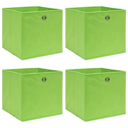 Cutii de depozitare, 4 buc., verde, 32x32x32 cm, textil GartenMobel Dekor