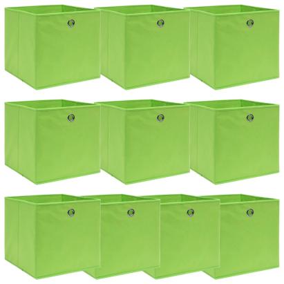 Cutii depozitare, 10 buc., verde, 32x32x32 cm, textil GartenMobel Dekor