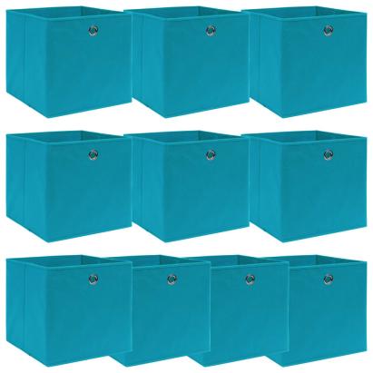 Cutii de depozitare, 10 buc., bleu, 32x32x32 cm, textil GartenMobel Dekor