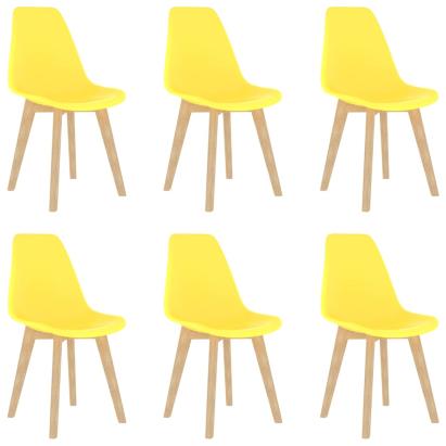 Scaune de sufragerie, 6 buc., galben, material textil GartenMobel Dekor