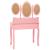 Masă de toaletă cu taburet și triptic oglinzi, roz GartenMobel Dekor