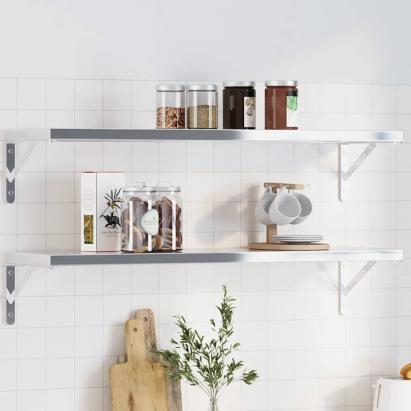 Suporturi rafturi, 4 buc., 30x2,5x15,5 cm argintiu oțel inox. GartenMobel Dekor