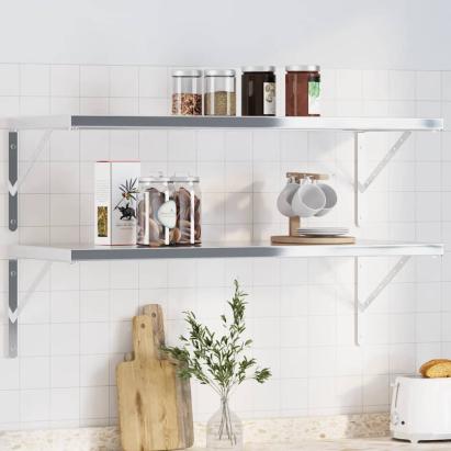 Suporturi rafturi, 4 buc., 40x2,5x25 cm argintiu oțel inox. GartenMobel Dekor